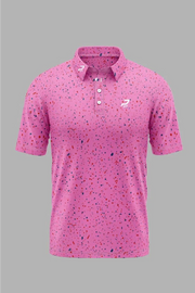 Pink Golf Polo with Multi Colour Flecks